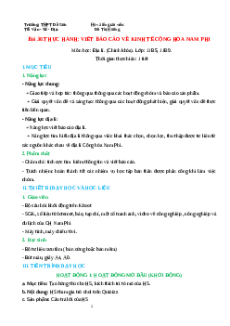 Giáo án Bài 31 Địa lí 11 Cánh diều (2024): Thực hành: Tìm hiểu về công nghiệp khai thác khoáng sản của Cộng hòa Nam Phi