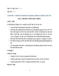 Giáo án Phương trình mặt phẳng Toán 12 Chân trời sáng tạo