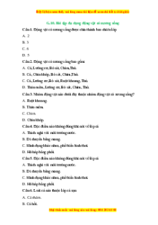 Trắc nghiệm Đa dạng động vật có xương sống KHTN 6 Cánh diều