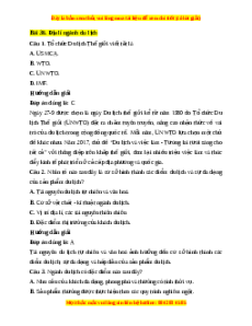 Trắc nghiệm Bài 36 Địa Lí 10 Kết nối tri thức: Địa lí ngành du lịch