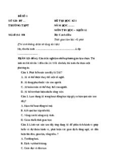 Đề thi Cuối kì 1 Tin học 12 Cánh diều (Đề 1)