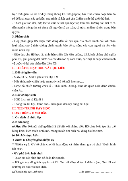 Giáo án Bài 4 Lịch sử 9 Kết nối tri thức: Chiến tranh thế giới thứ hai (1939 - 1945)