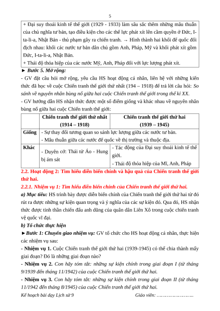 Giáo án Bài 4 Lịch sử 9 Kết nối tri thức: Chiến tranh thế giới thứ hai (1939 - 1945)