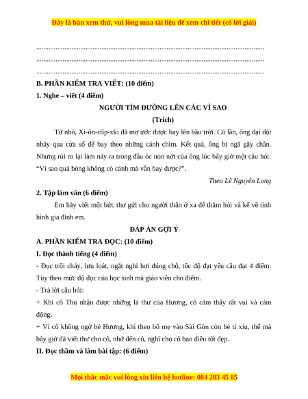 Đề thi cuối kì 1 Tiếng Việt lớp 4 Cánh diều (đề 5)
