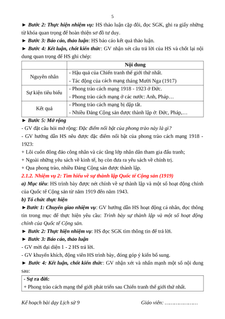 Giáo án Bài 2 Lịch sử 9 Kết nối tri thức: Châu Âu và nước Mỹ từ năm 1918 đến năm 1945