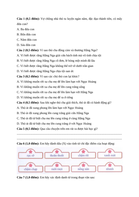 Đề thi giữa kì 1 Tiếng Việt lớp 4 Chân trời sáng tạo (đề 5)