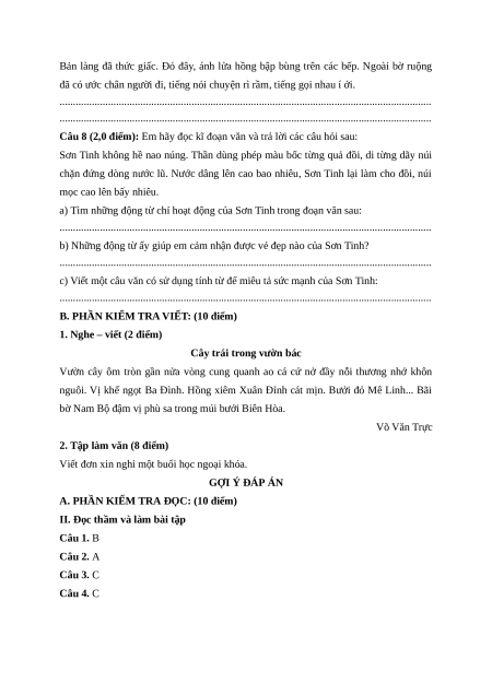 Đề thi giữa kì 1 Tiếng Việt lớp 4 Chân trời sáng tạo (đề 5)