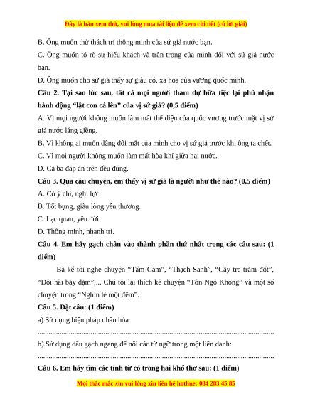 Đề thi cuối kì 1 Tiếng Việt lớp 4 Cánh diều (đề 10)