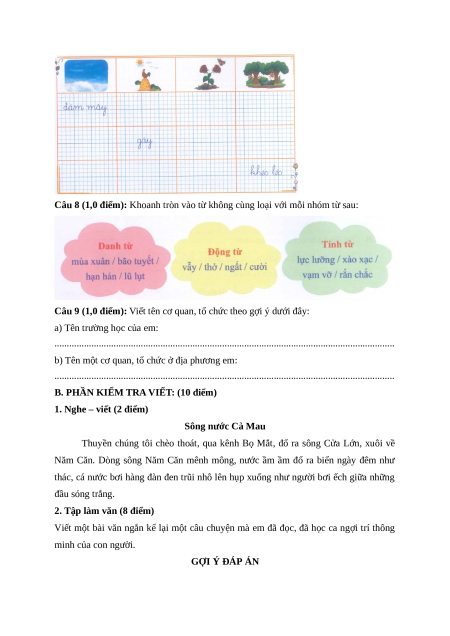 Đề thi giữa kì 1 Tiếng Việt lớp 4 Chân trời sáng tạo (đề 4)