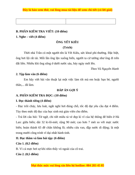 Đề thi cuối kì 1 Tiếng Việt lớp 4 Chân trời sáng tạo (đề 8)