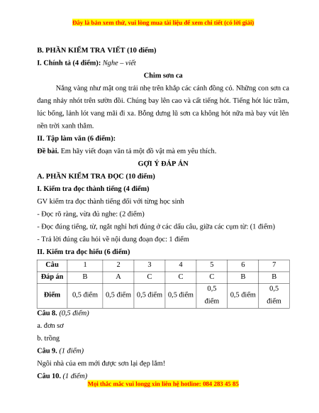 Đề thi cuối kì 1 Tiếng Việt lớp 3 Kết nối tri thức - Đề 6