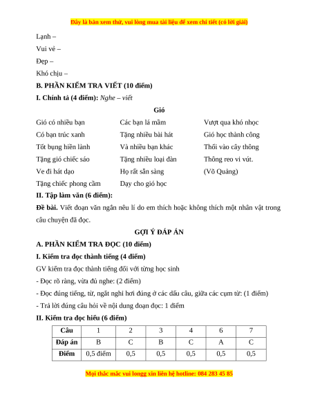 Đề thi cuối kì 1 Tiếng Việt lớp 3 Kết nối tri thức - Đề 9