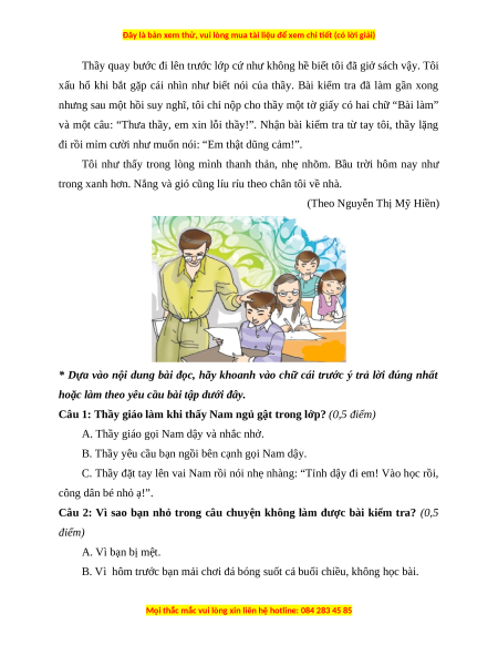Đề thi cuối kì 1 Tiếng Việt lớp 3 Cánh diều (Đề 3)