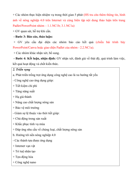 Giáo án Công nghệ 10 (năng lực số)