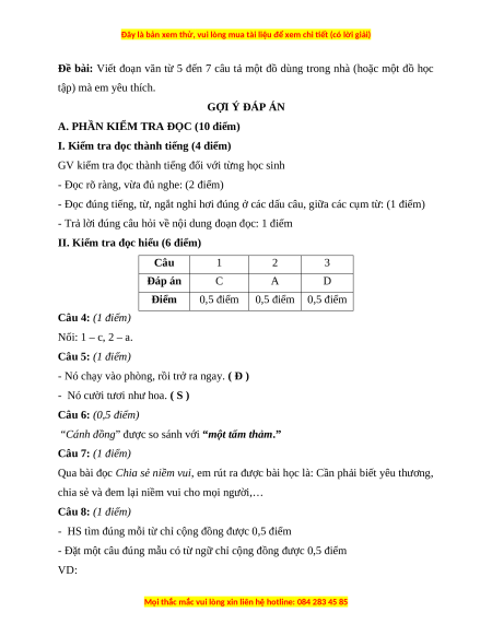 Đề thi cuối kì 1 Tiếng Việt lớp 3 Cánh diều (Đề 1)