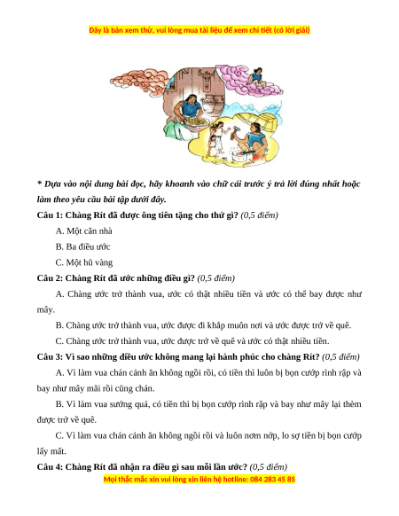 Đề thi cuối kì 1 Tiếng Việt lớp 3 Cánh diều (Đề 10)