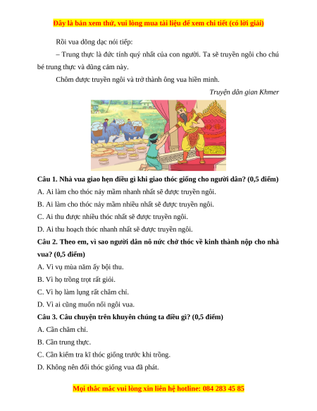 Đề thi cuối kì 1 Tiếng Việt lớp 4 Kết nối tri thức (đề 4)