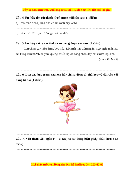 Đề thi cuối kì 1 Tiếng Việt lớp 4 Kết nối tri thức (đề 4)