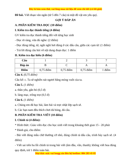 Đề thi cuối kì 1 Tiếng Việt lớp 3 Kết nối tri thức - Đề 4