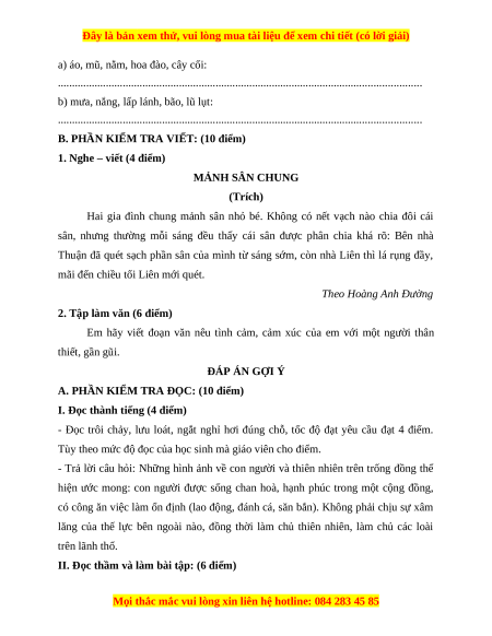 Đề thi cuối kì 1 Tiếng Việt lớp 4 Chân trời sáng tạo (đề 6)