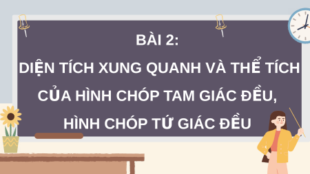Giáo án điện tử Diện tích xung quanh và thể tích của hình chóp tam giác đều, hình chóp tứ giác đều Toán 8 Chân trời sáng tạo