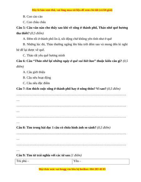 Đề thi cuối kì 1 Tiếng Việt lớp 3 Kết nối tri thức - Đề 8