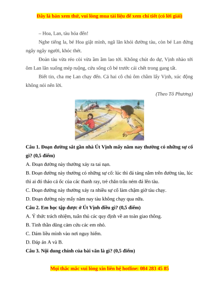 Đề thi cuối kì 1 Tiếng Việt lớp 4 Chân trời sáng tạo (đề 10)