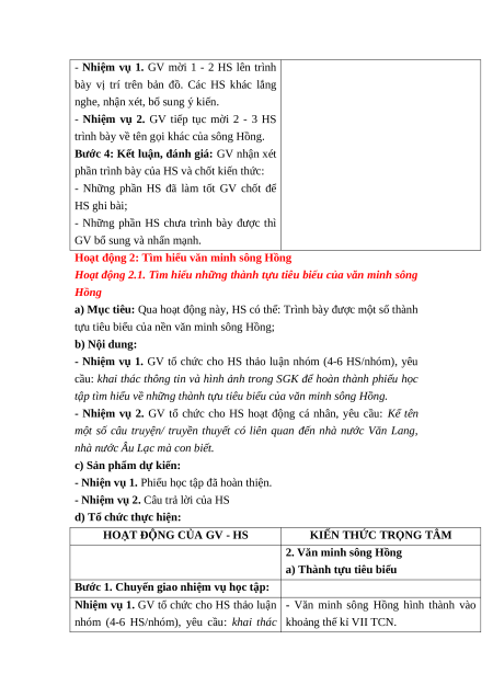 Giáo án Bài 11 Lịch sử & Địa lí lớp 4 Kết nối tri thức: Sông Hồng và văn minh Sông Hồng