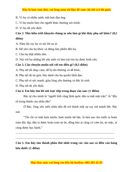 Đề thi cuối kì 1 Tiếng Việt lớp 4 Cánh diều (đề 4)