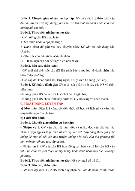 Giáo án Bài 3 Lịch sử & Địa lí lớp 4 Kết nối tri thức: Lịch sử và văn hóa truyền thống địa phương em