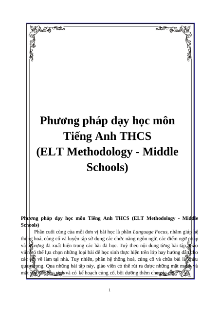 (Ôn thi Viên chức THCS) Phương pháp dạy học Tiếng Anh THCS