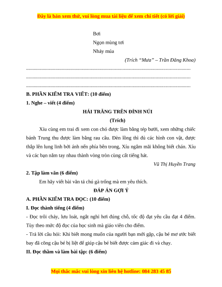 Đề thi cuối kì 1 Tiếng Việt lớp 4 Kết nối tri thức (đề 9)
