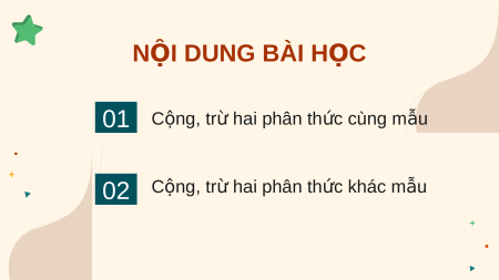Giáo án điện tử Cộng, trừ phân thức Toán 8 Chân trời sáng tạo