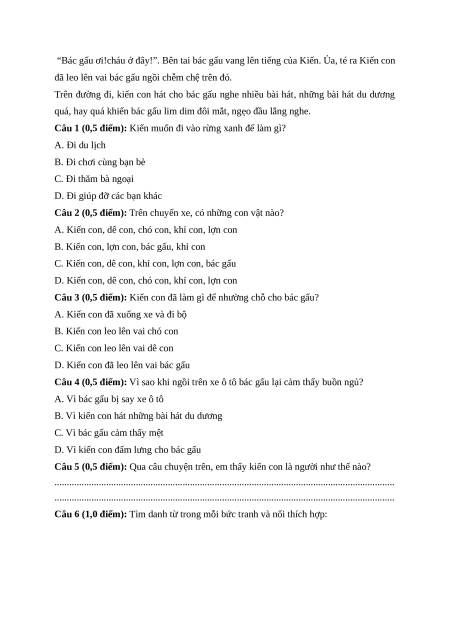 Đề thi giữa kì 1 Tiếng Việt lớp 4 Chân trời sáng tạo (đề 8)