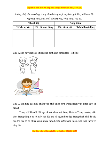 Đề thi cuối kì 1 Tiếng Việt lớp 3 Chân trời sáng tạo - Đề 4