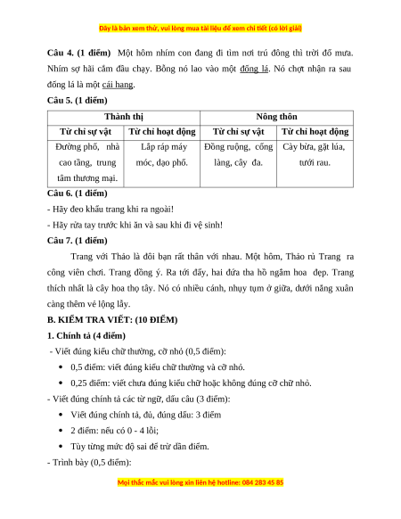 Đề thi cuối kì 1 Tiếng Việt lớp 3 Chân trời sáng tạo - Đề 4