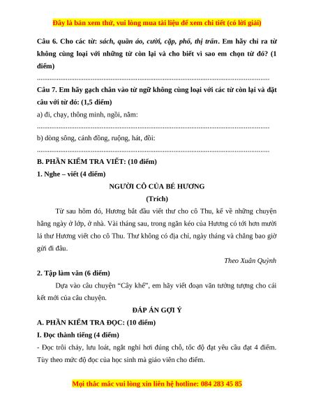 Đề thi cuối kì 1 Tiếng Việt lớp 4 Chân trời sáng tạo (đề 3)