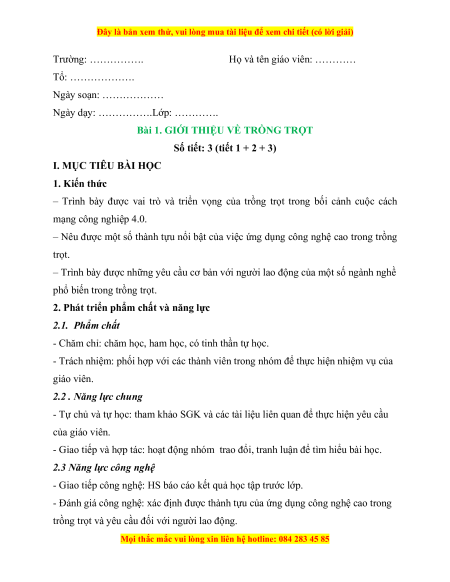 Giáo án Công nghệ 10 (năng lực số)