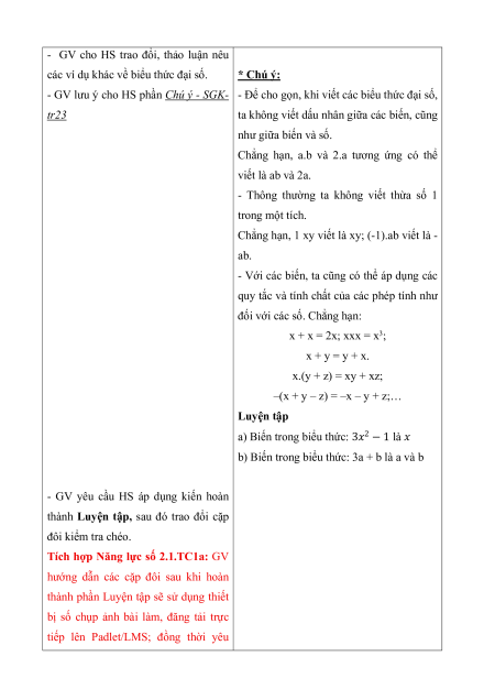 Giáo án Học kì 2 Toán 7 Kết nối tri thức (năng lực số)