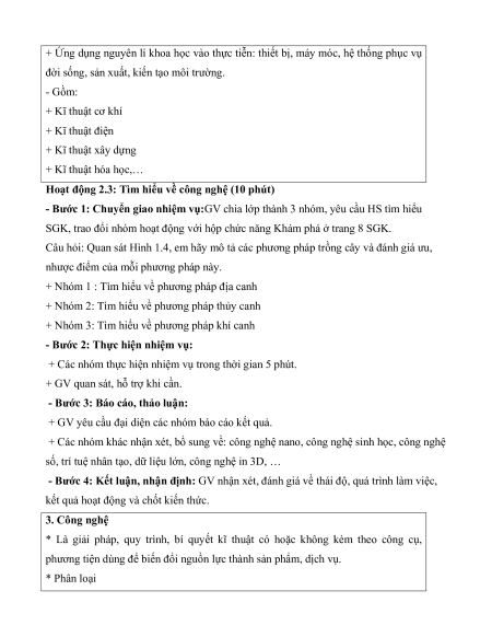 Giáo án Công nghệ 10 (năng lực số)