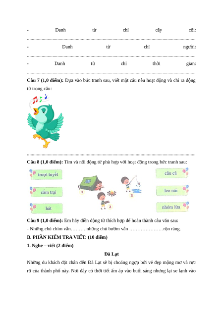Đề thi giữa kì 1 Tiếng Việt lớp 4 Chân trời sáng tạo (đề 3)