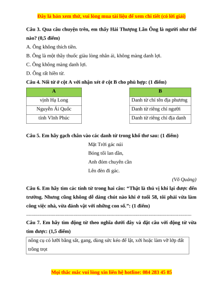Đề thi cuối kì 1 Tiếng Việt lớp 4 Chân trời sáng tạo (đề 4)