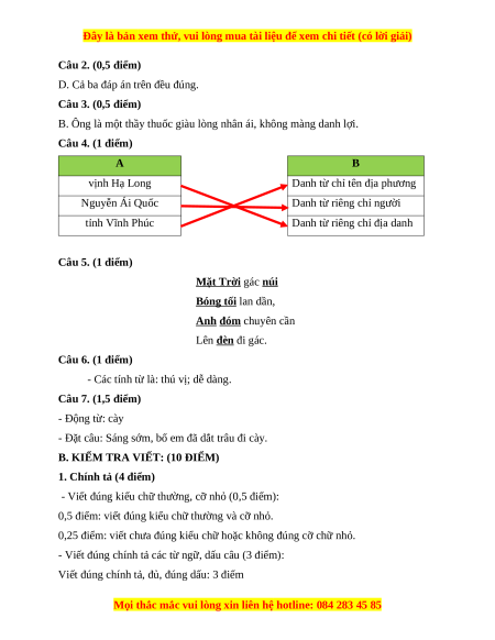 Đề thi cuối kì 1 Tiếng Việt lớp 4 Chân trời sáng tạo (đề 4)