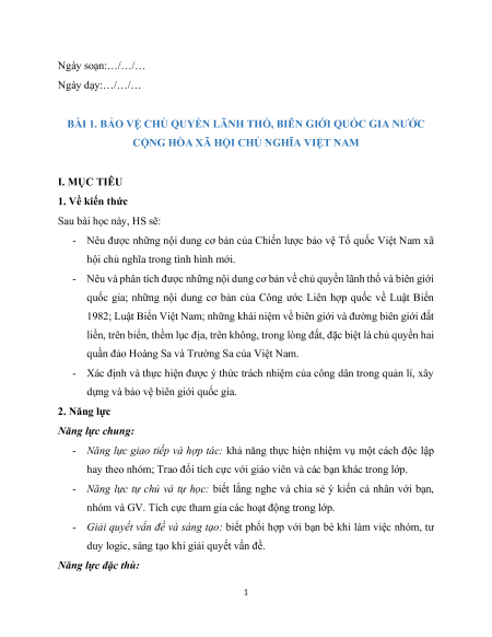 Giáo án GDQP 11 Kết nối tri thức (năng lực số)