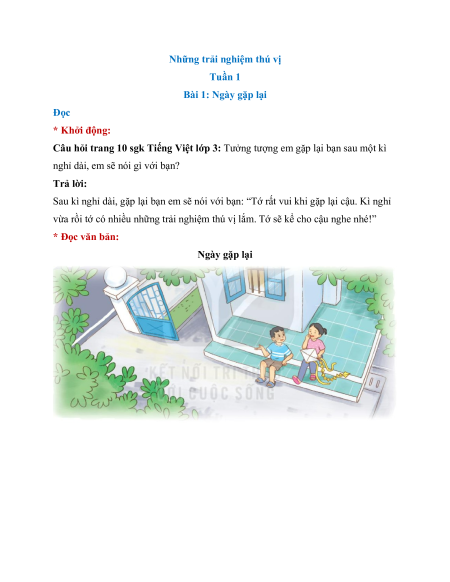Giải Sgk Tiếng Việt lớp 3 Kết nối tri thức