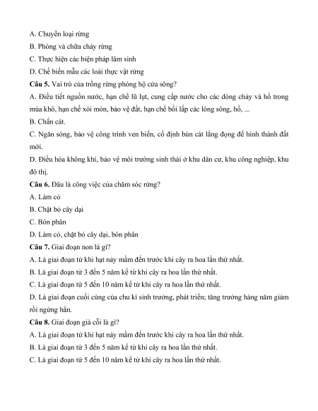 8 Đề thi Giữa kì 1 Công nghệ Lâm nghiệp - Thủy sản 12 (có lời giải)