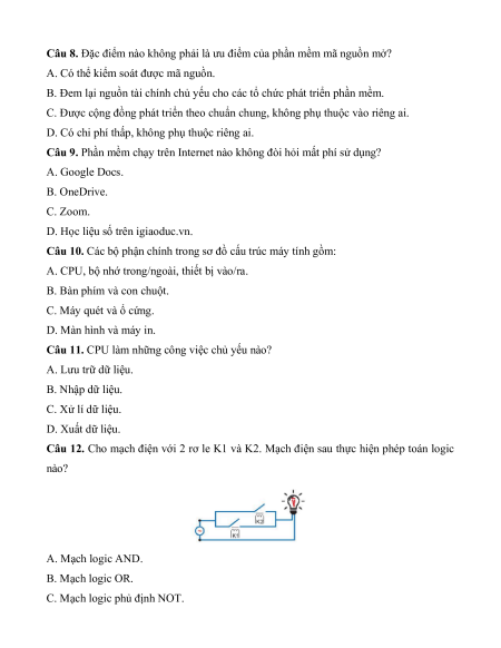 15 Đề thi Tin học 11 Giữa kì 1 có lời giải (sách mới)