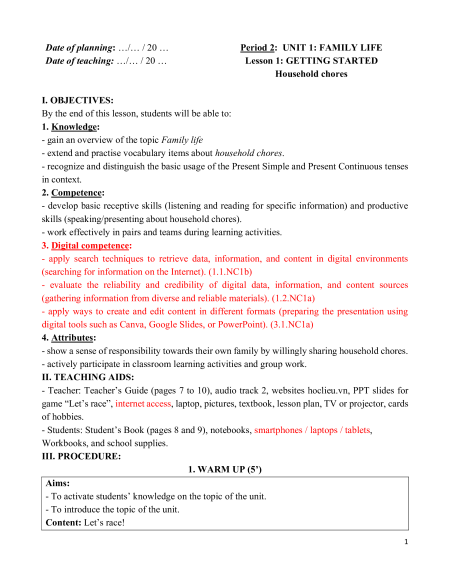 Giáo án Tiếng Anh 10 Global success (năng lực số)