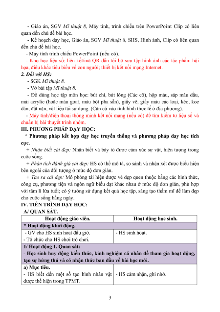 Giáo án Mĩ thuật 8 Kết nối tri thức (năng lực số)