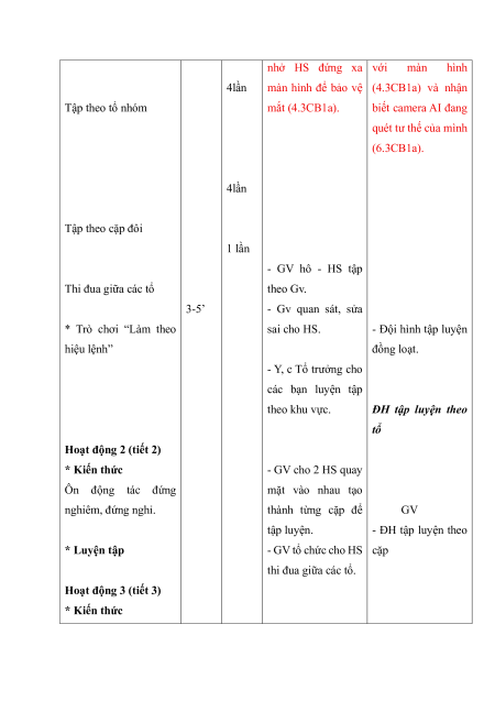 Giáo án GDTC lớp 1 (sách mới) | Giáo án Giáo dục thể chất lớp 1